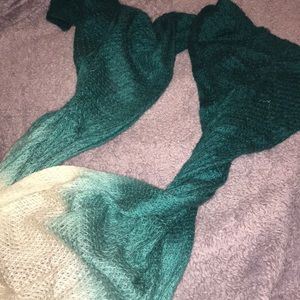Teal and white ombré infinity scarf